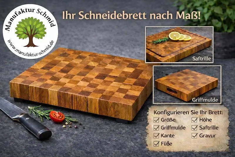 Stirnholz-Schneidebrett nach Maß von Manufaktur Schmid